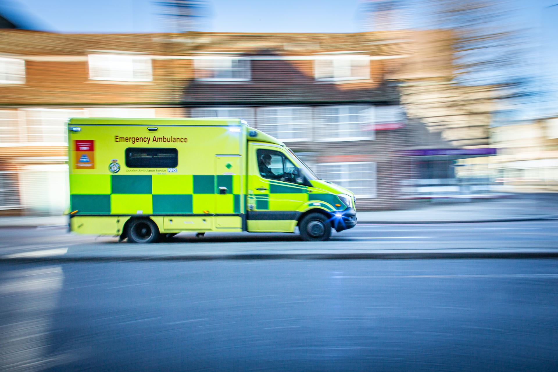 an ambulance in transit