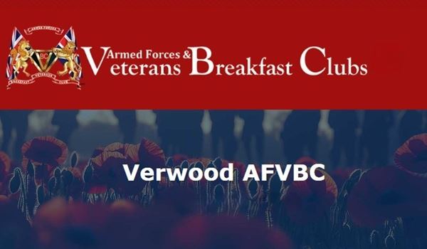 The Armed Forces & Veterans Breakfast Clubs *AFVBC) logo and the Words Verwood AFVBC