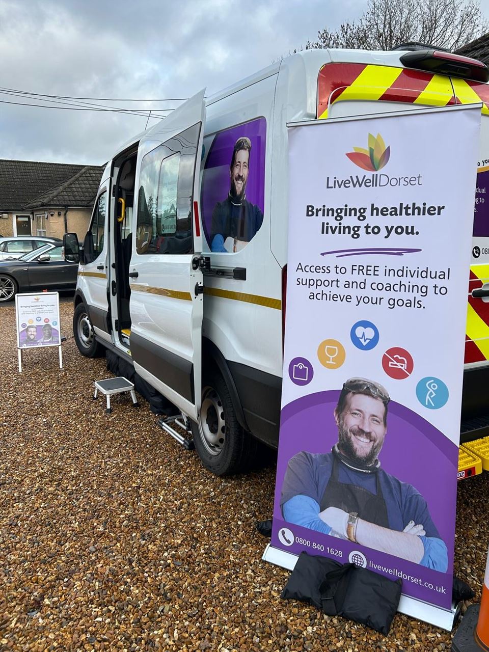 The LiveWell Dorset van parked outside the Lake Road Surgery