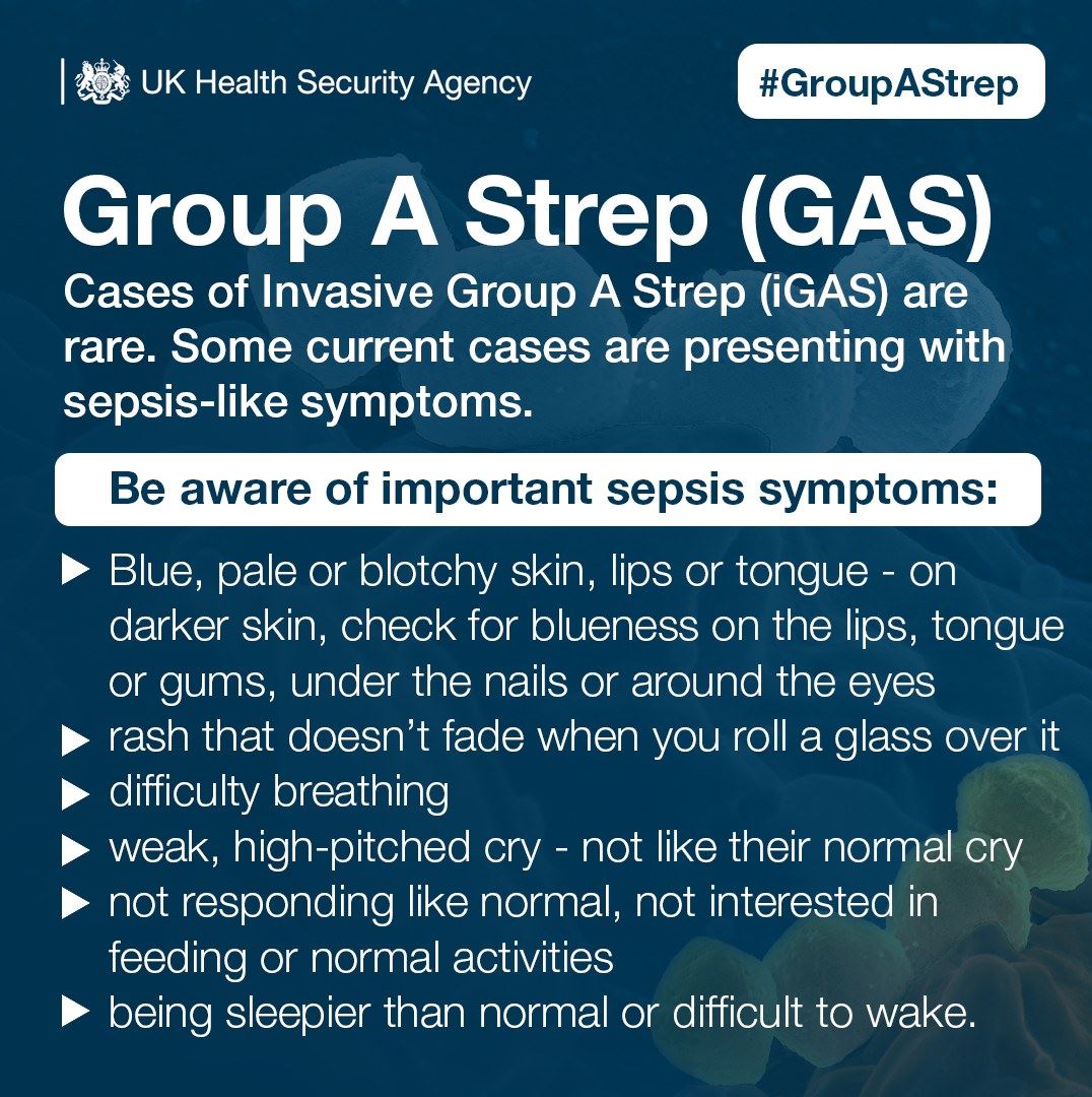 Cases of Invasive Group A Stretp (GAS) are rare.  Some current cases are presenting with sepsis-like symptoms.