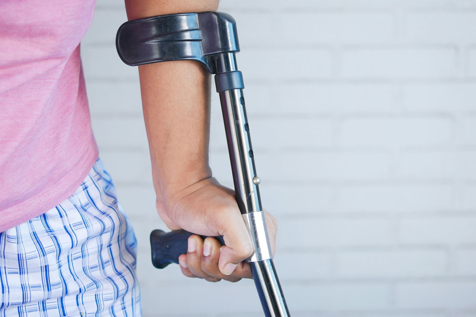 a person using a crutch