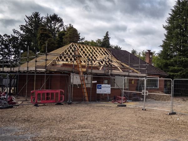 The Newtown Road bungalow under construction